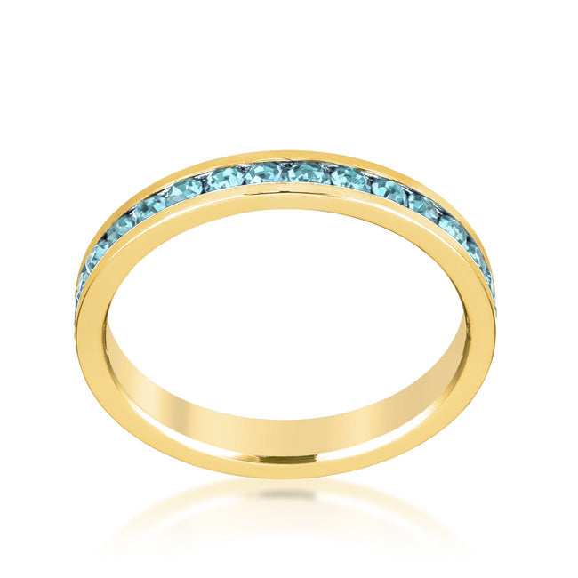 Stylish Stackables Aqua Crystal Gold Ring - The Best Accessory