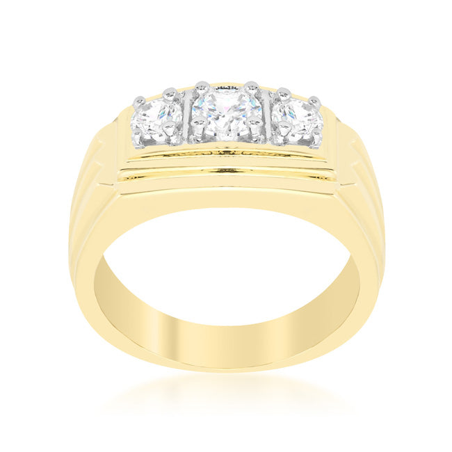 Golden Triplet Cubic Zirconia Ring - The Best Accessory