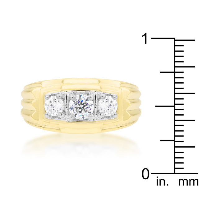 Golden Triplet Cubic Zirconia Ring - The Best Accessory