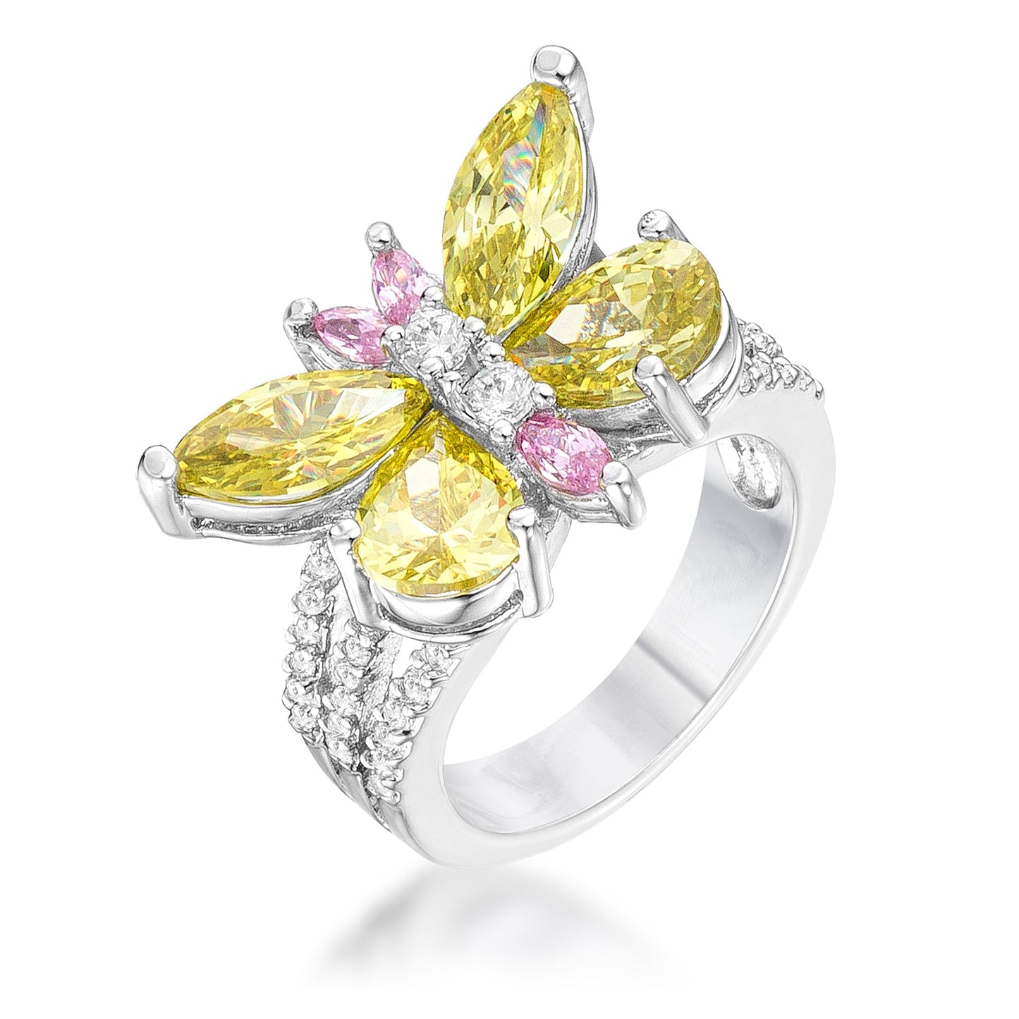 Rhodium Plated Butterfly Cocktail Ring - The Best Accessory