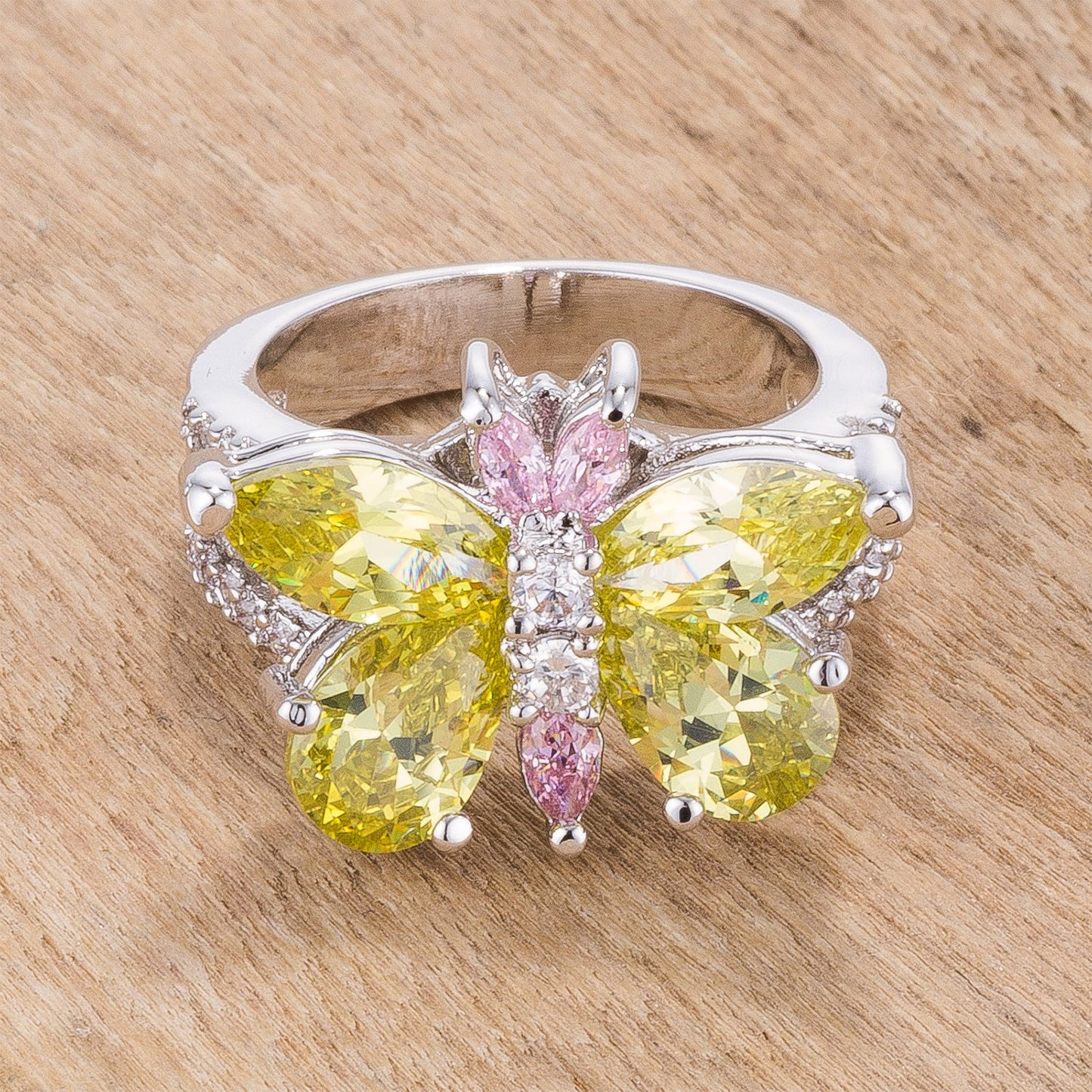 Rhodium Plated Butterfly Cocktail Ring - The Best Accessory