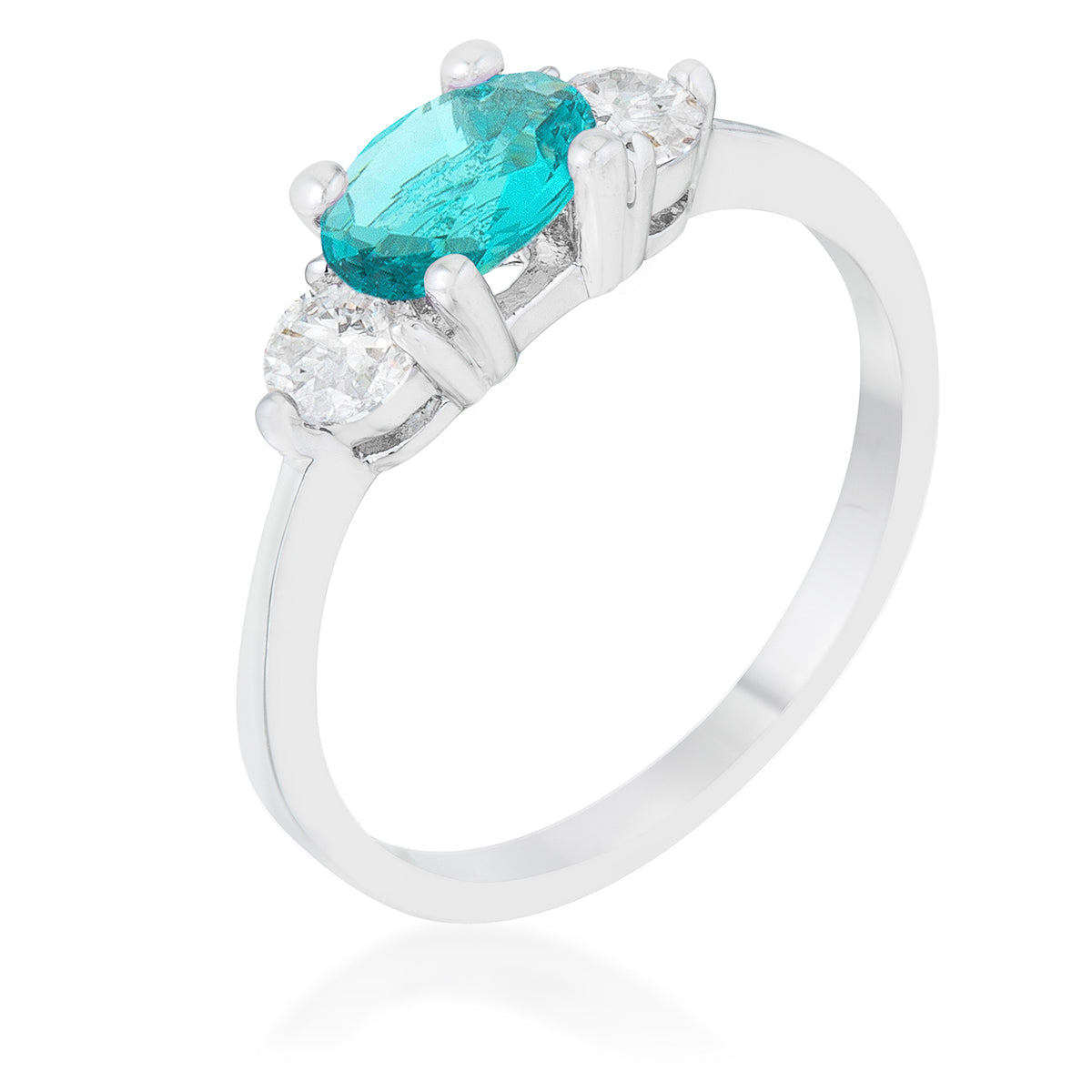 Mariah 1.2ct CZ Rhodium Aqua Simple Classic Ring - The Best Accessory