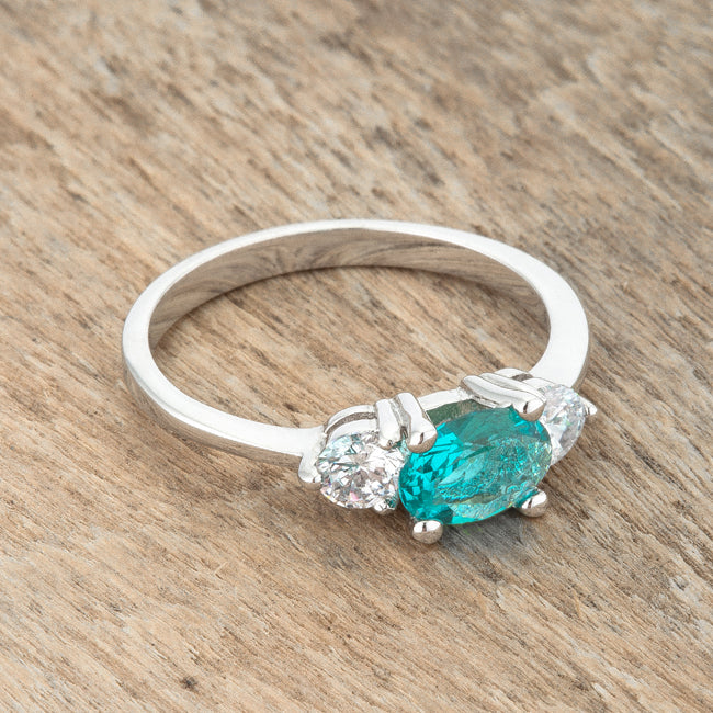 Mariah 1.2ct CZ Rhodium Aqua Simple Classic Ring - The Best Accessory