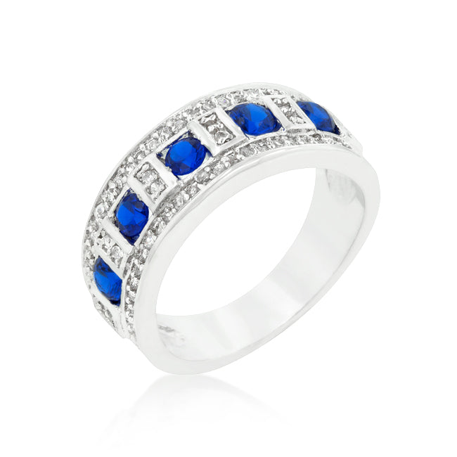 Blue and Clear Encrusted Rhodium Plated Ring - The Best Accessory
