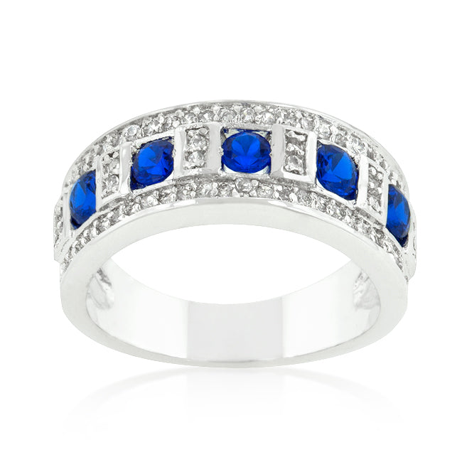 Blue and Clear Encrusted Rhodium Plated Ring - The Best Accessory