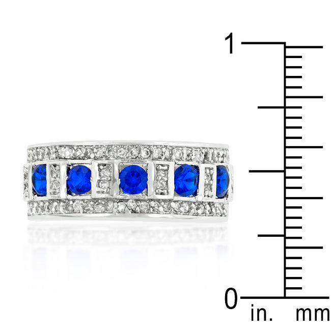 Blue and Clear Encrusted Rhodium Plated Ring - The Best Accessory