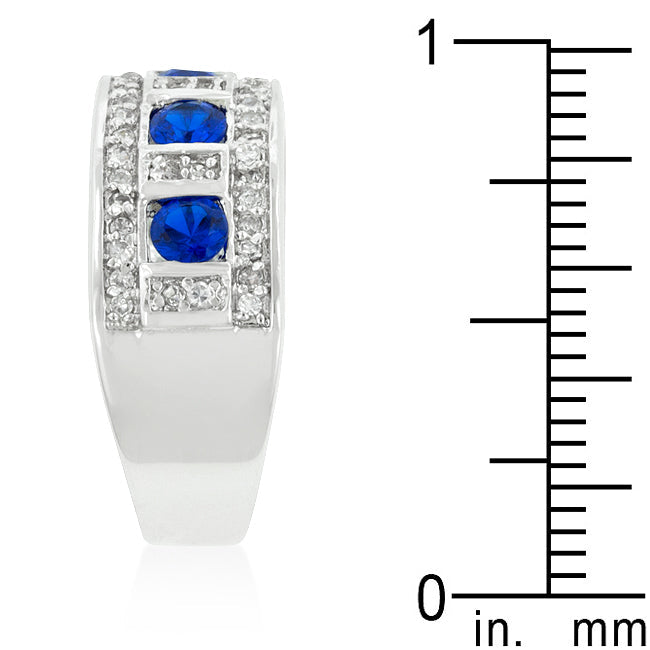 Blue and Clear Encrusted Rhodium Plated Ring - The Best Accessory