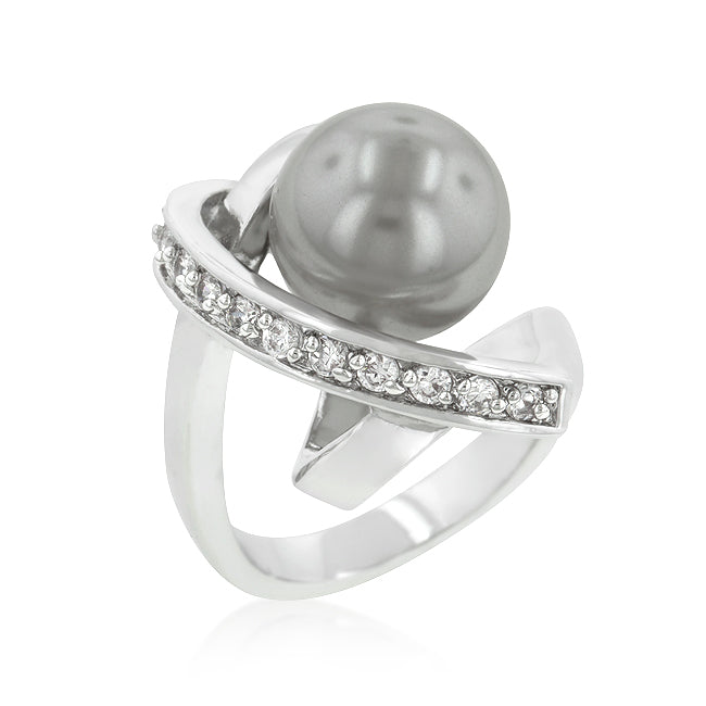 Rhodium Plated Knotted Simulated Pearl Ring - The Best Accessory