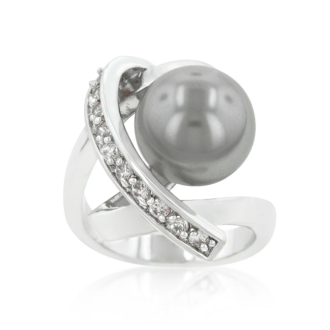 Rhodium Plated Knotted Simulated Pearl Ring - The Best Accessory