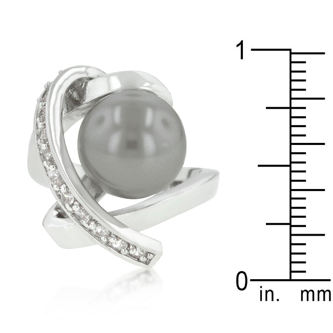 Rhodium Plated Knotted Simulated Pearl Ring - The Best Accessory