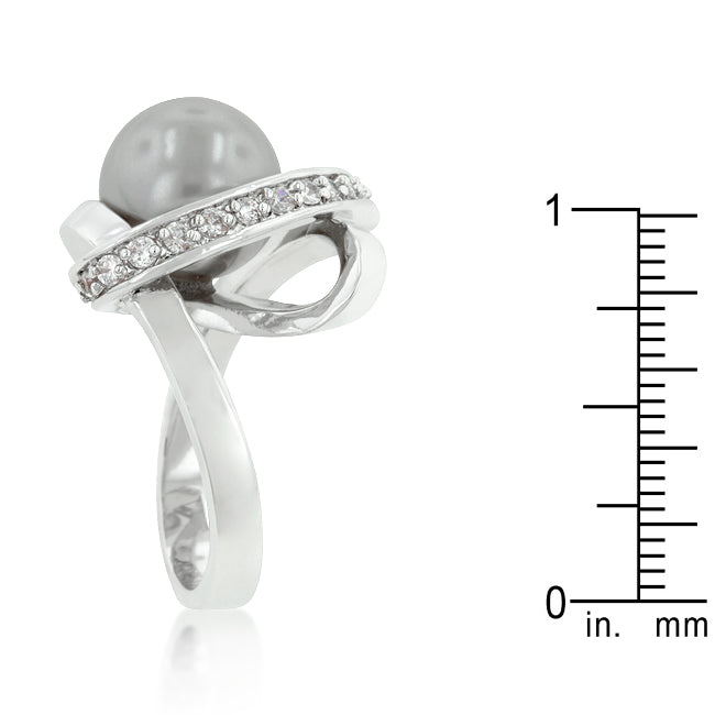 Rhodium Plated Knotted Simulated Pearl Ring - The Best Accessory