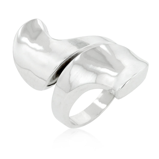 Rhodium Plated Finish Abstract Statement Ring - The Best Accessory