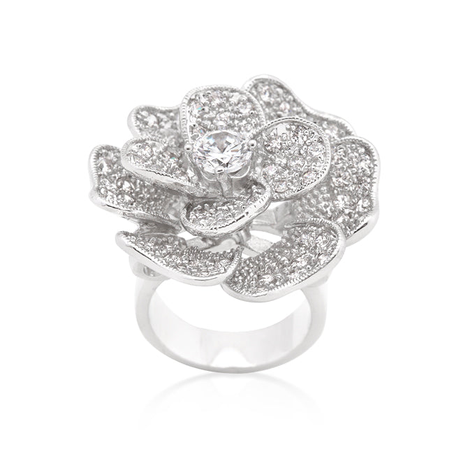 Large Flower Cubic Zirconia Cocktail Ring - The Best Accessory