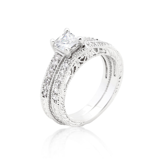 Princess Cut Filigree Bridal Ring Set - The Best Accessory