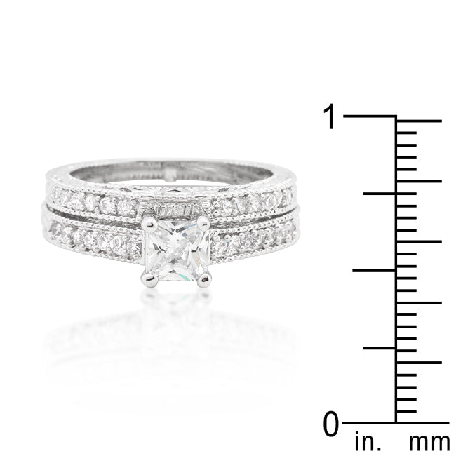 Princess Cut Filigree Bridal Ring Set - The Best Accessory