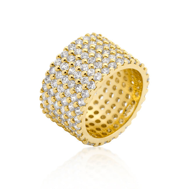 Goldtone Finishd Wide Pave Cubic Zirconia Ring - The Best Accessory