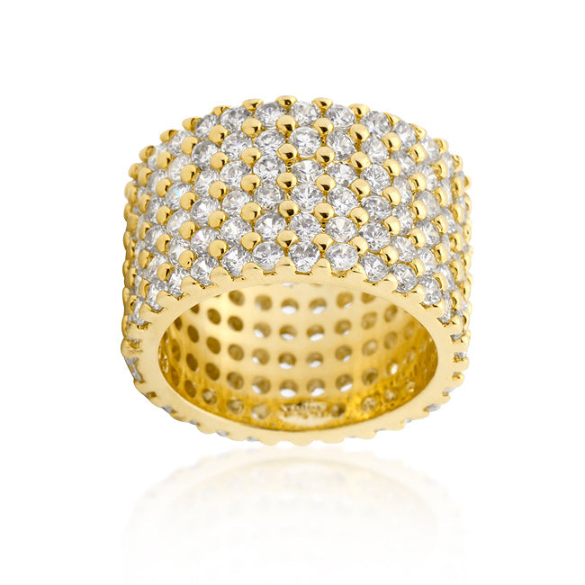 Goldtone Finishd Wide Pave Cubic Zirconia Ring - The Best Accessory