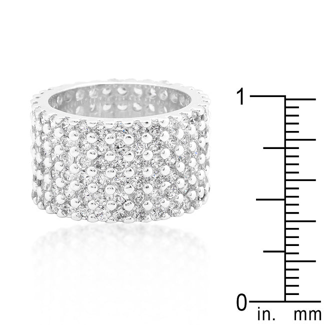 Rhodium Plated Finishd Wide Pave Cubic Zirconia Ring - The Best Accessory