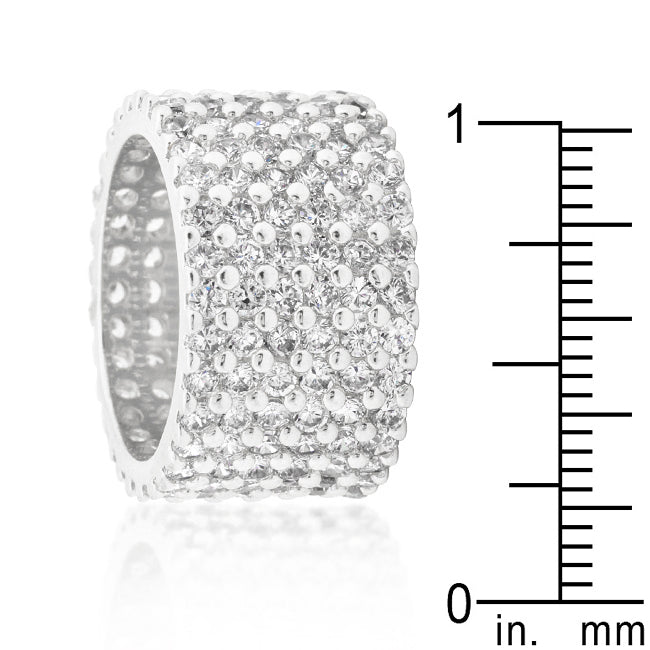Rhodium Plated Finishd Wide Pave Cubic Zirconia Ring - The Best Accessory