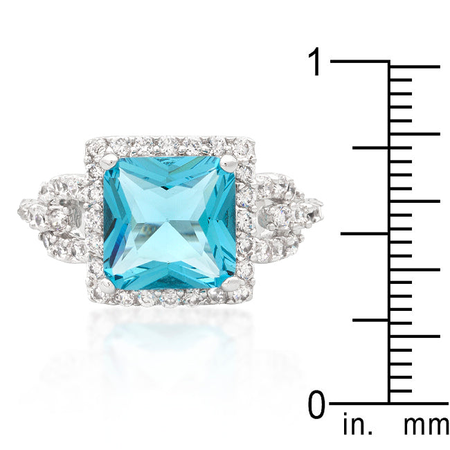 Halo Style Princess Cut Aqua Blue Cocktail Ring - The Best Accessory