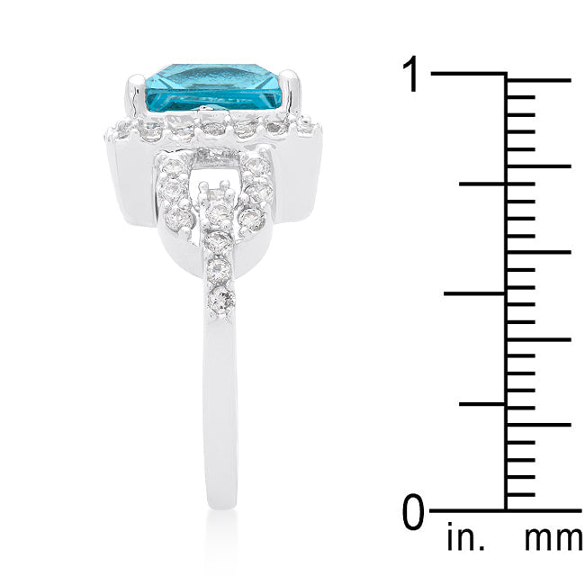Halo Style Princess Cut Aqua Blue Cocktail Ring - The Best Accessory
