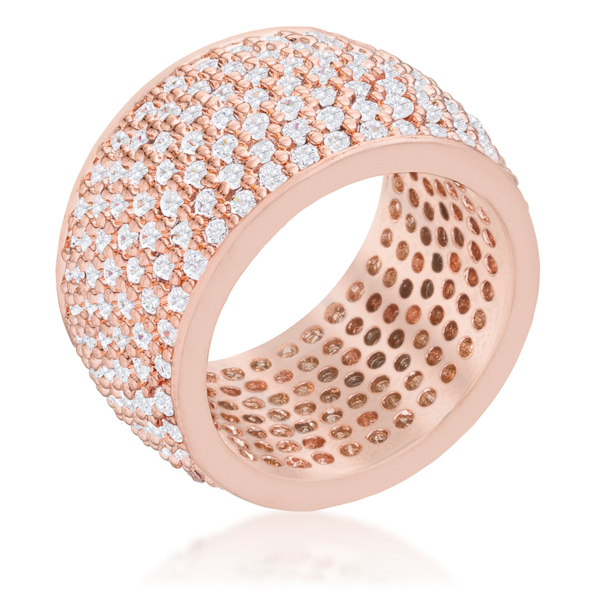 Wide Pave Cubic Zirconia Rose Gold Band Ring - The Best Accessory
