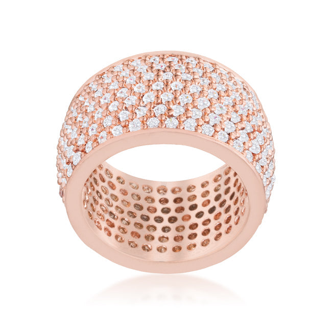 Wide Pave Cubic Zirconia Rose Gold Band Ring - The Best Accessory