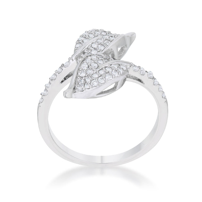 Liana 0.1ct CZ Rhodium Leaf Wrap Ring - The Best Accessory