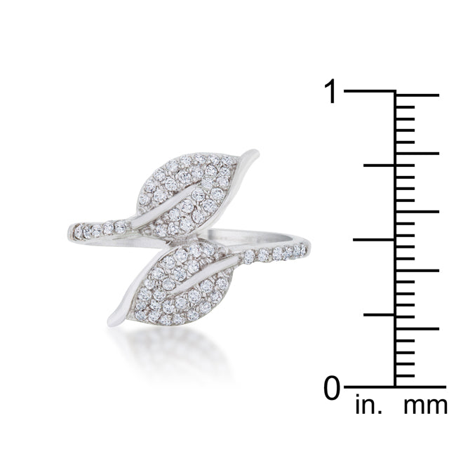 Liana 0.1ct CZ Rhodium Leaf Wrap Ring - The Best Accessory