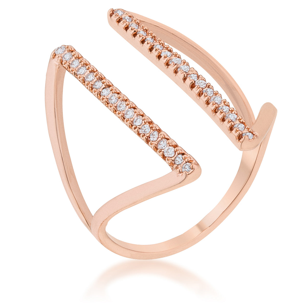 Jena 0.2ct CZ Rose Gold Delicate Parallel Ring - The Best Accessory