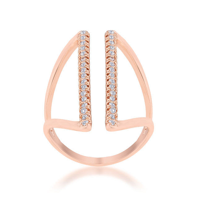 Jena 0.2ct CZ Rose Gold Delicate Parallel Ring - The Best Accessory