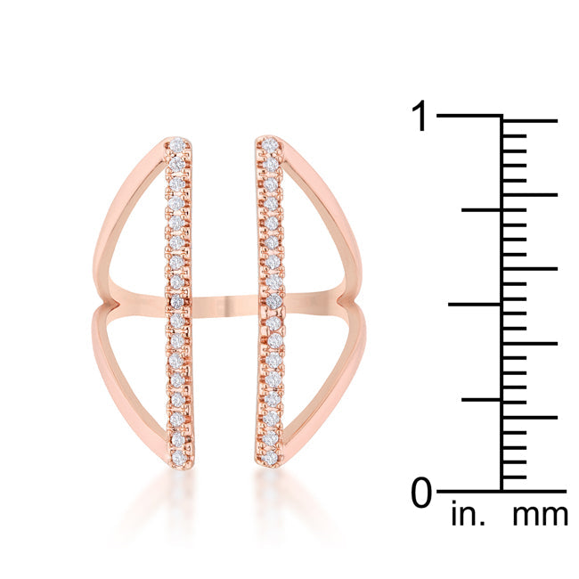Jena 0.2ct CZ Rose Gold Delicate Parallel Ring - The Best Accessory