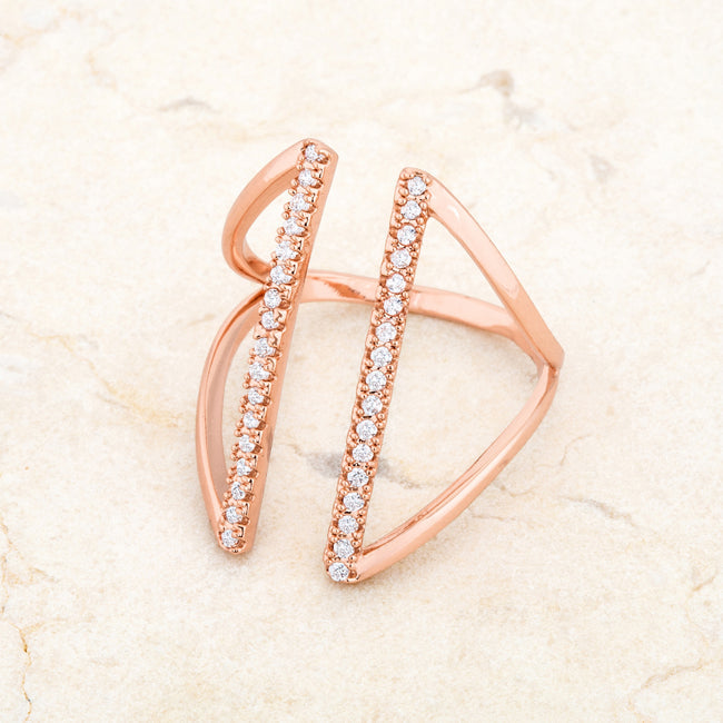 Jena 0.2ct CZ Rose Gold Delicate Parallel Ring - The Best Accessory