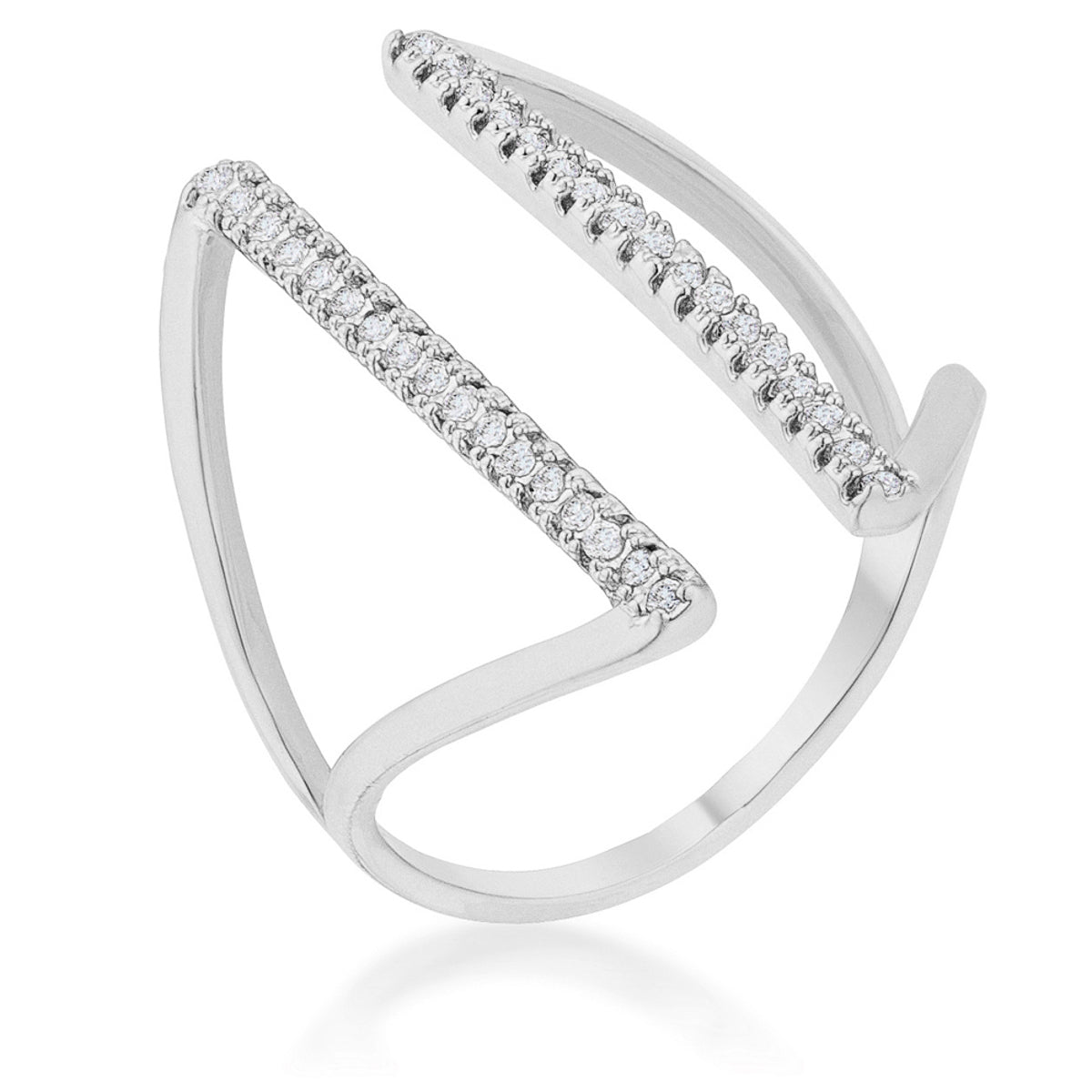 Jena 0.2ct CZ Rhodium Delicate Parallel Ring - The Best Accessory