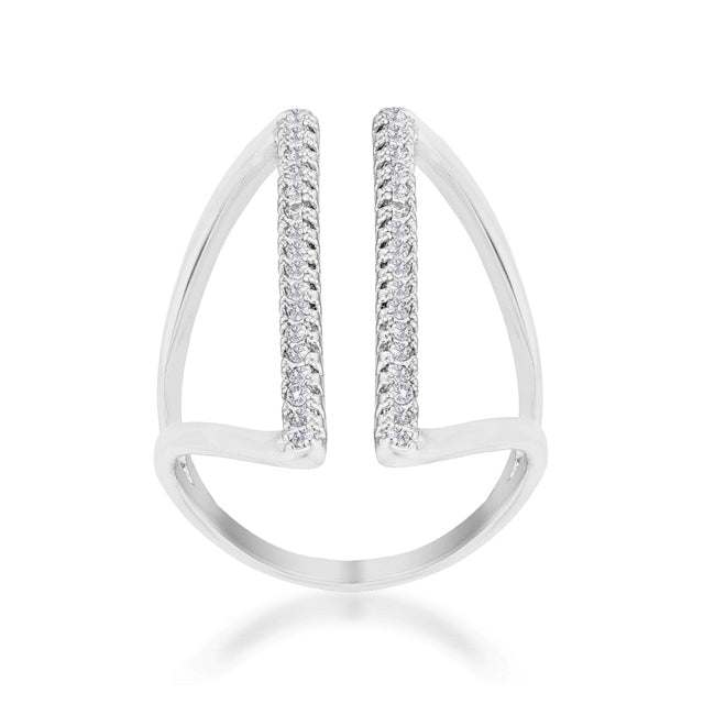 Jena 0.2ct CZ Rhodium Delicate Parallel Ring - The Best Accessory