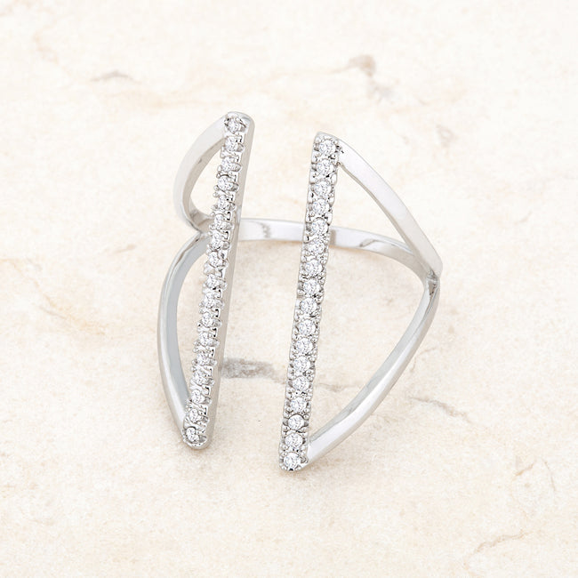 Jena 0.2ct CZ Rhodium Delicate Parallel Ring - The Best Accessory