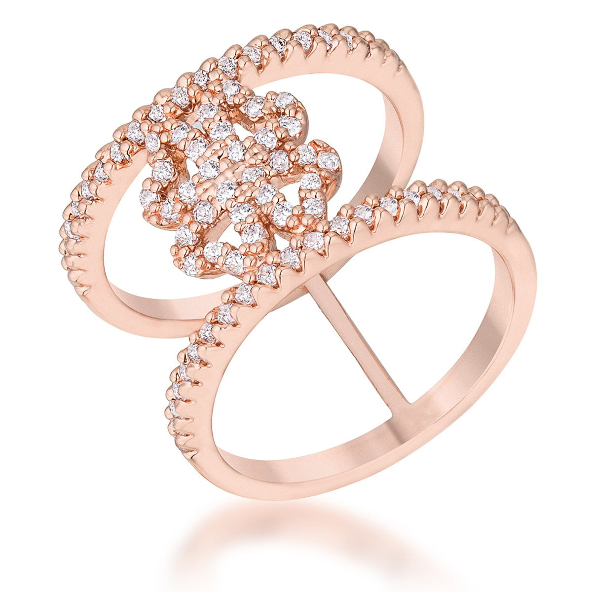 Lauren 0.4ct CZ Rose Gold Delicate Clover Wrap Ring - The Best Accessory