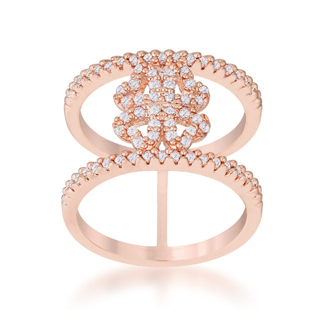 Lauren 0.4ct CZ Rose Gold Delicate Clover Wrap Ring - The Best Accessory