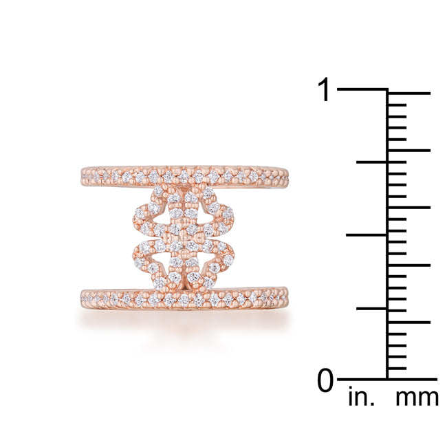 Lauren 0.4ct CZ Rose Gold Delicate Clover Wrap Ring - The Best Accessory