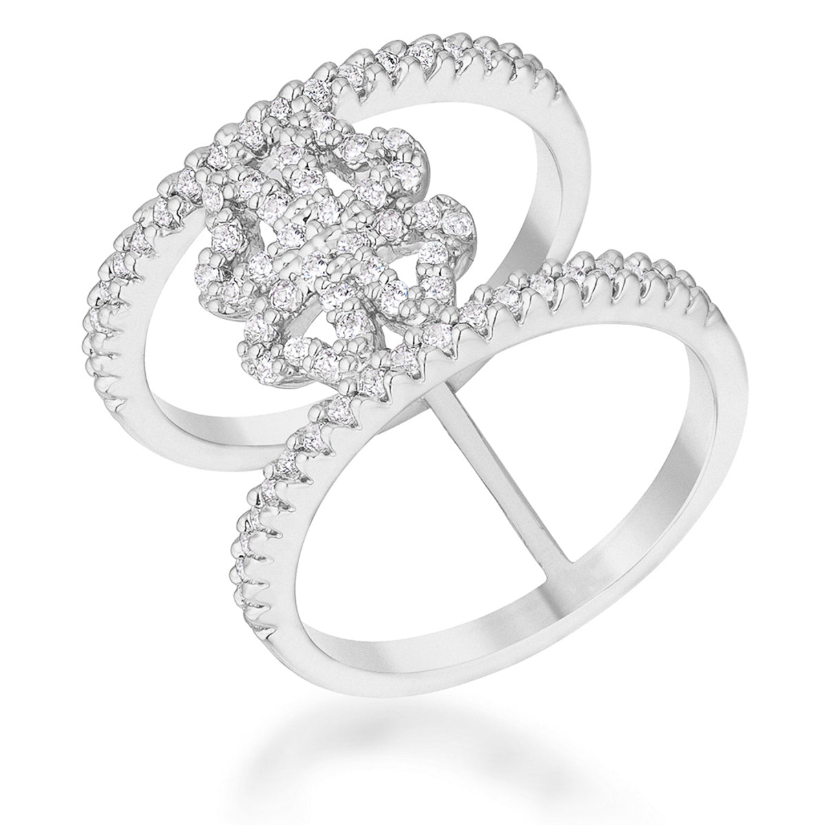 Lauren 0.4ct CZ Rhodium Delicate Clover Wrap Ring - The Best Accessory