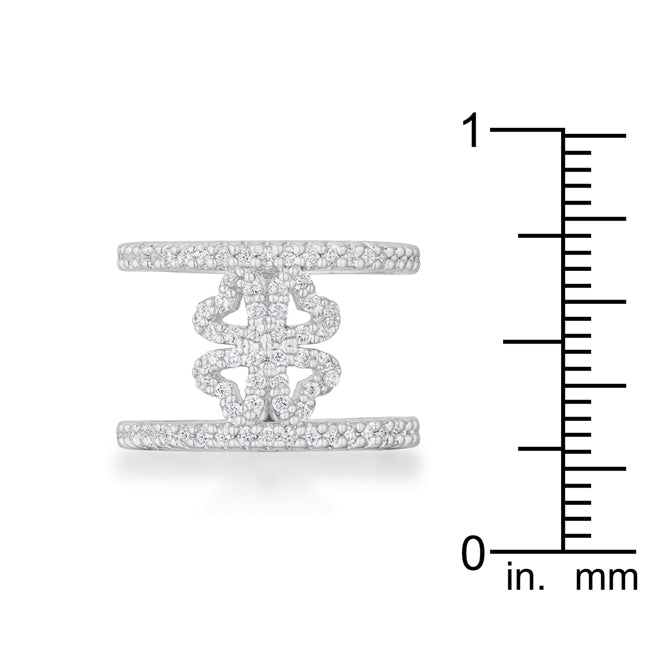 Lauren 0.4ct CZ Rhodium Delicate Clover Wrap Ring - The Best Accessory