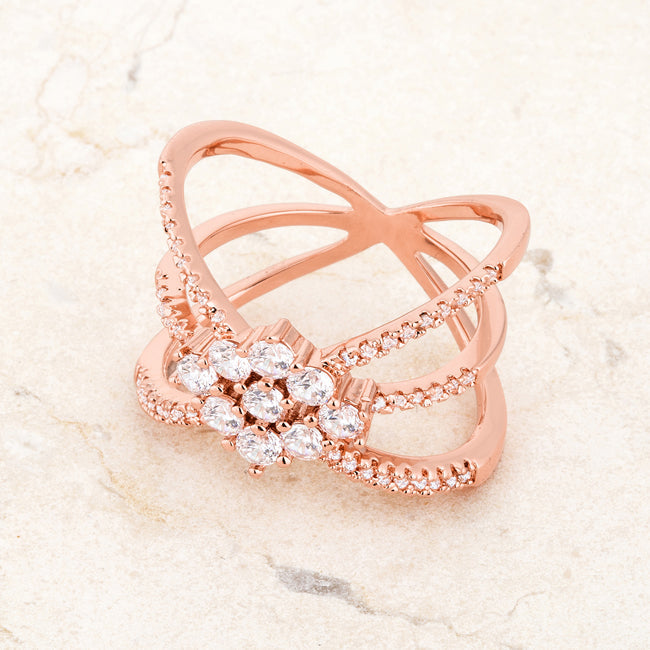 Mindy 0.8ct CZ Rose Gold Delicate Triple Wrap Ring - The Best Accessory