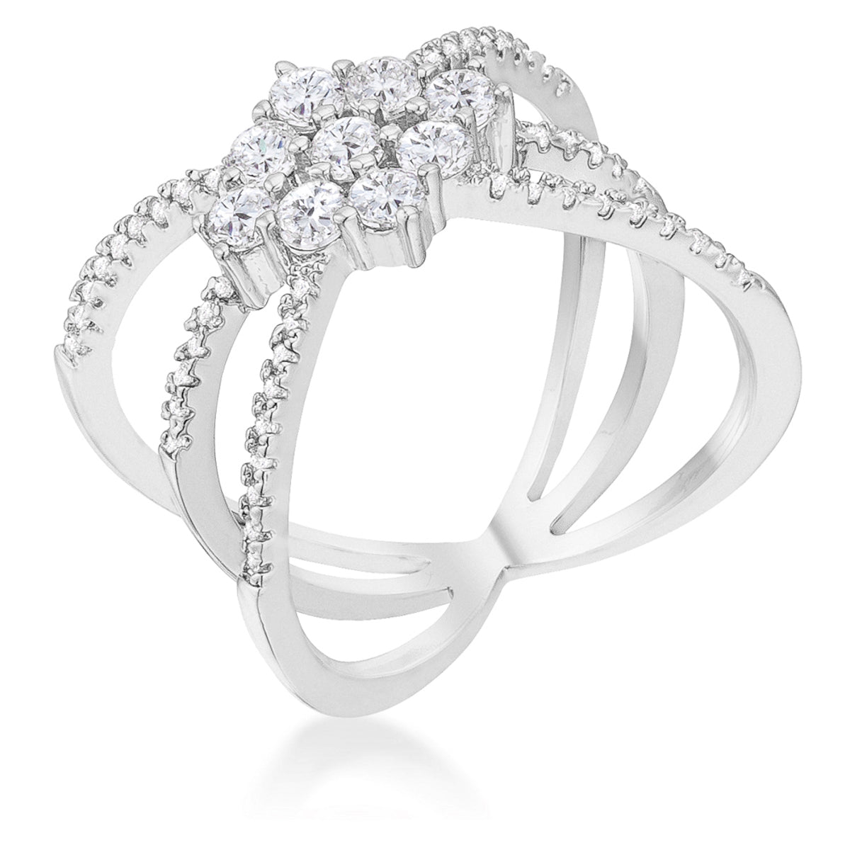 Rhodium Plated Mindy 0.8ct CZ Delicate Triple Wrap Ring - The Best Accessory