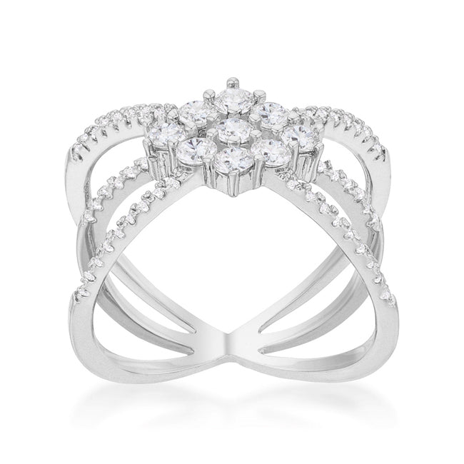 Rhodium Plated Mindy 0.8ct CZ Delicate Triple Wrap Ring - The Best Accessory