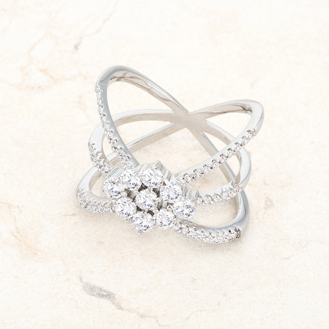 Rhodium Plated Mindy 0.8ct CZ Delicate Triple Wrap Ring - The Best Accessory