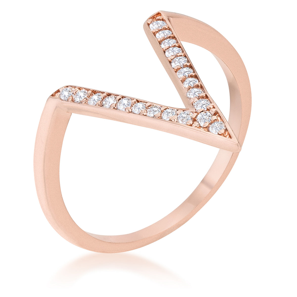 Michelle 0.2ct CZ Rose Gold Delicate V-Shape Ring - The Best Accessory