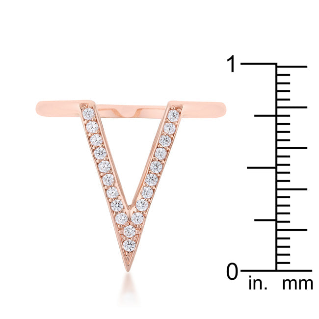 Michelle 0.2ct CZ Rose Gold Delicate V-Shape Ring - The Best Accessory