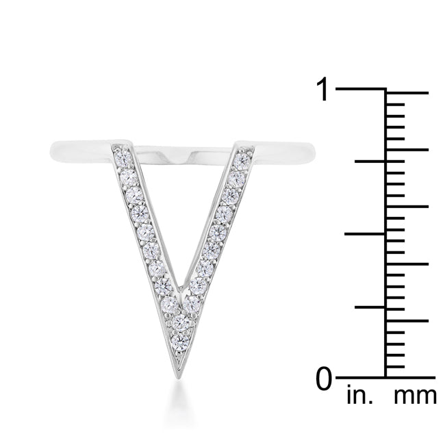 Michelle 0.2ct CZ Rhodium Delicate V-Shape Ring - The Best Accessory