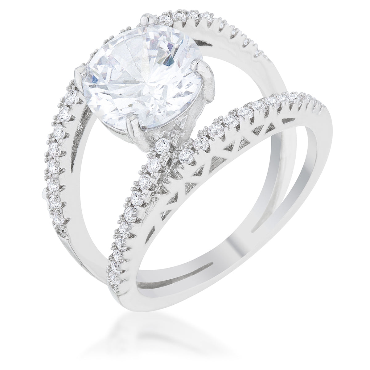 Girana 3ct Clear CZ Rhodium Contemporary Ring - The Best Accessory