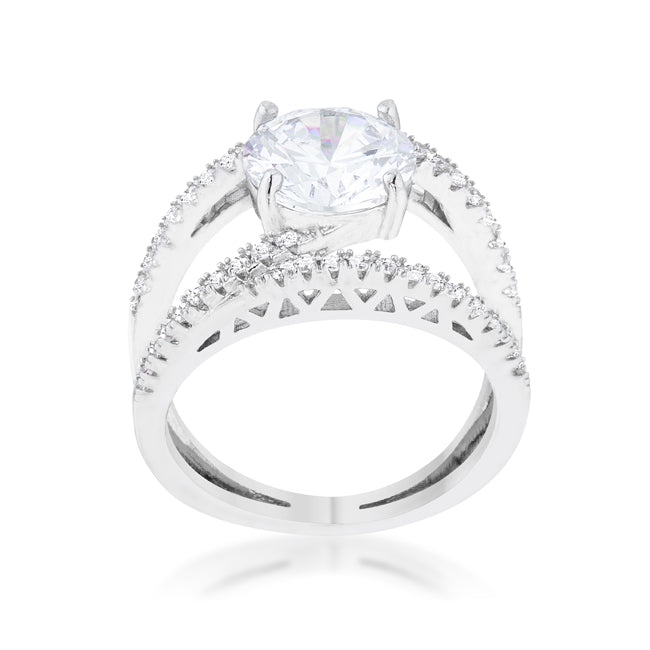 Girana 3ct Clear CZ Rhodium Contemporary Ring - The Best Accessory